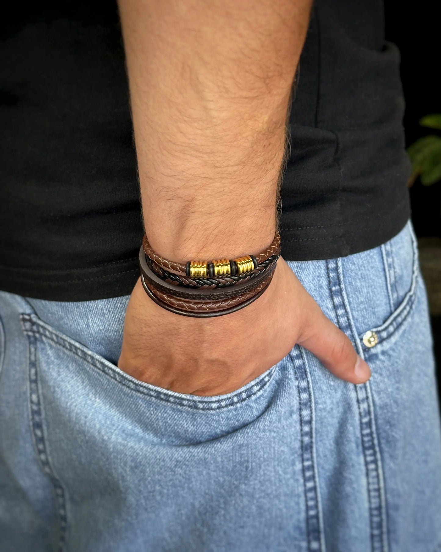 PULSERA DE CUERO ACERO