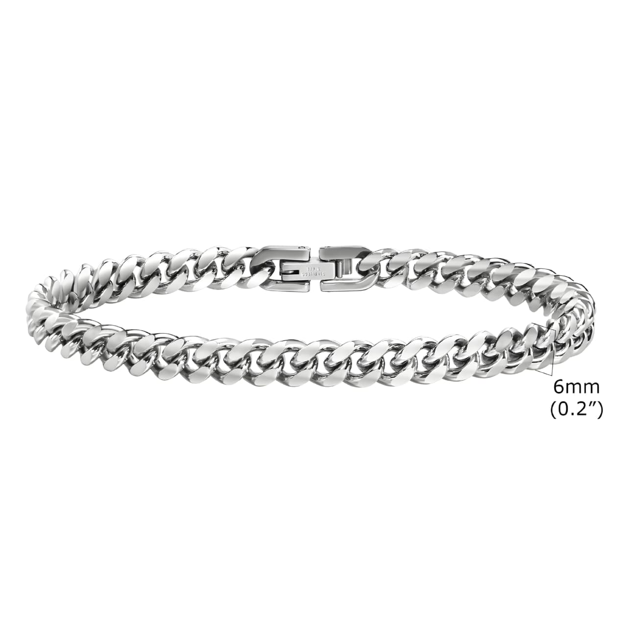 PULSERA CUBANA PREMIUM 6MM SILVER