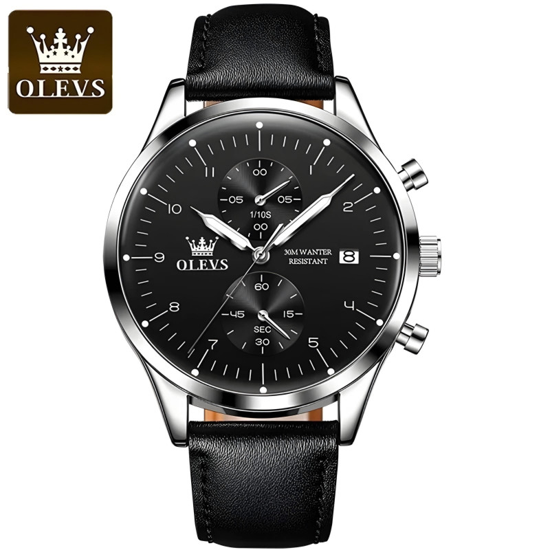 RELOJ OLEVS CUERO BLACK