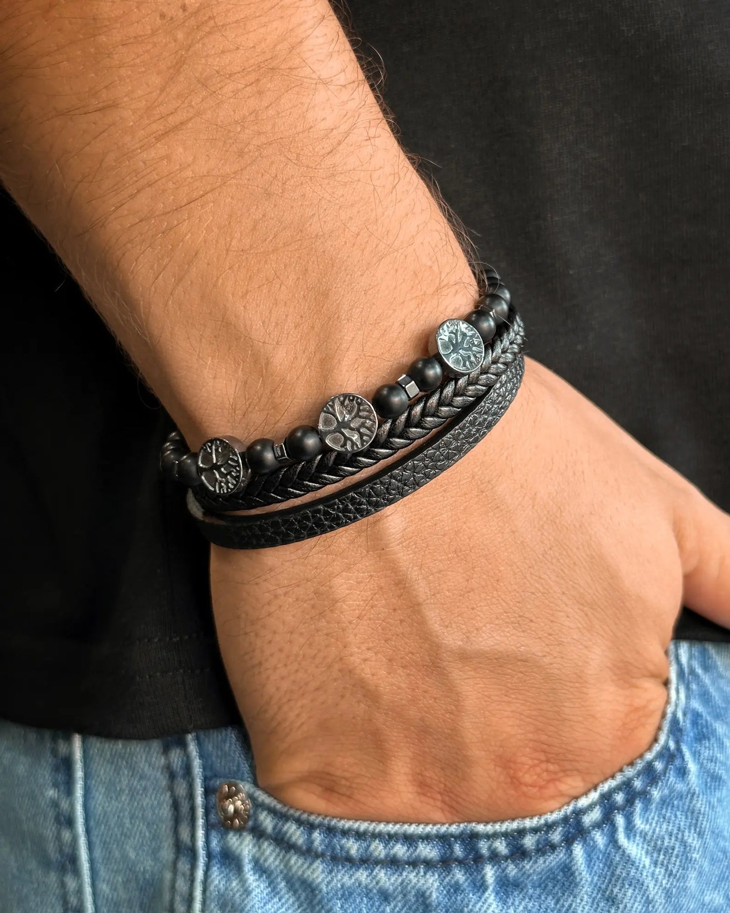 PULSERA CUERO ÁRBOL DE VIDA