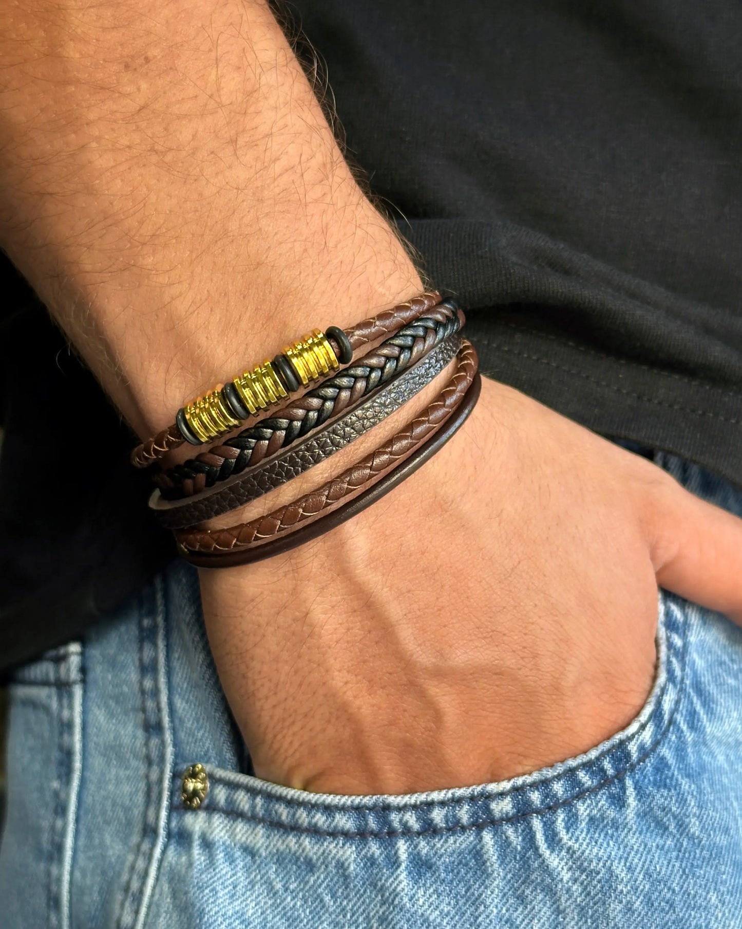 PULSERA DE CUERO ACERO