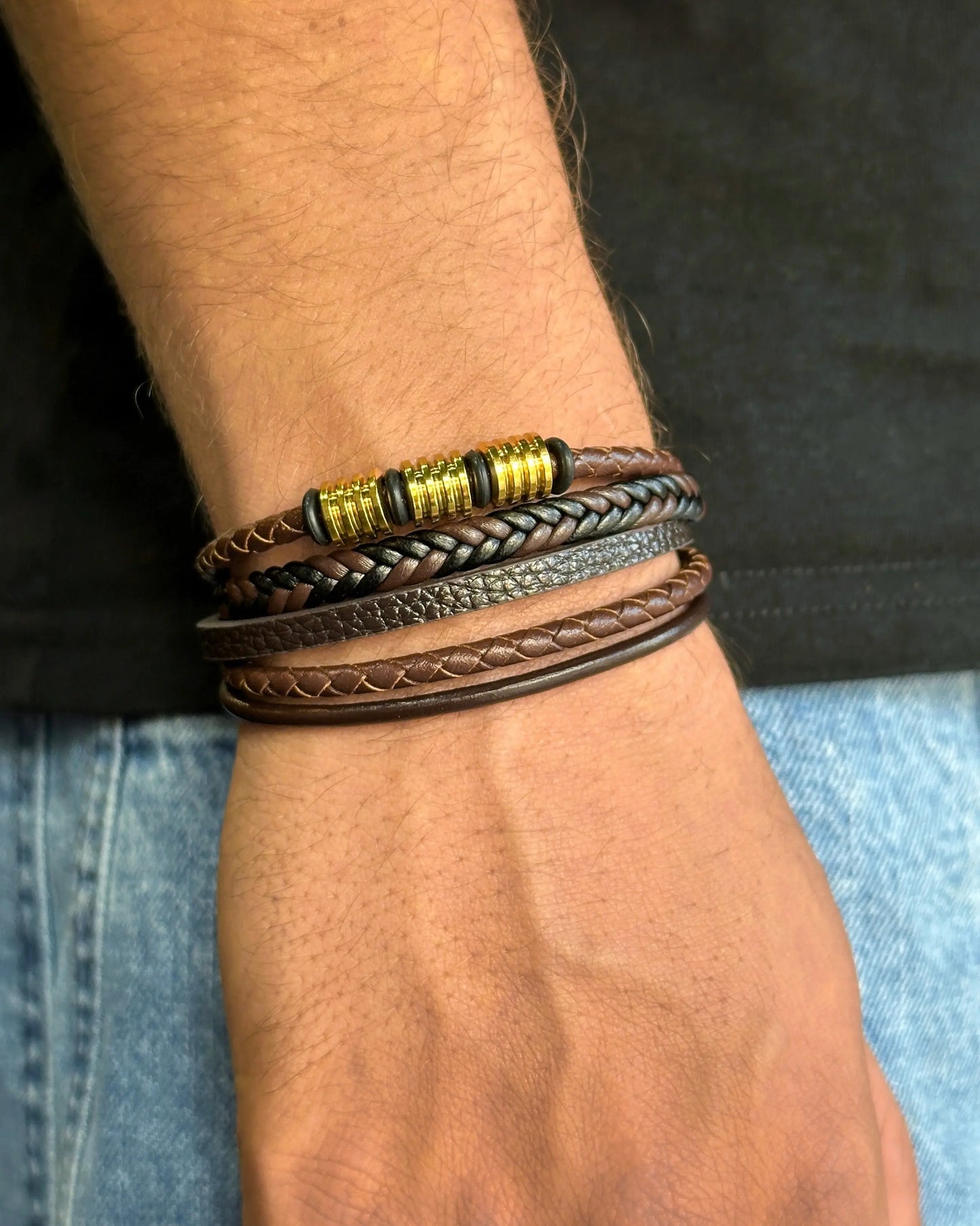PULSERA DE CUERO ACERO