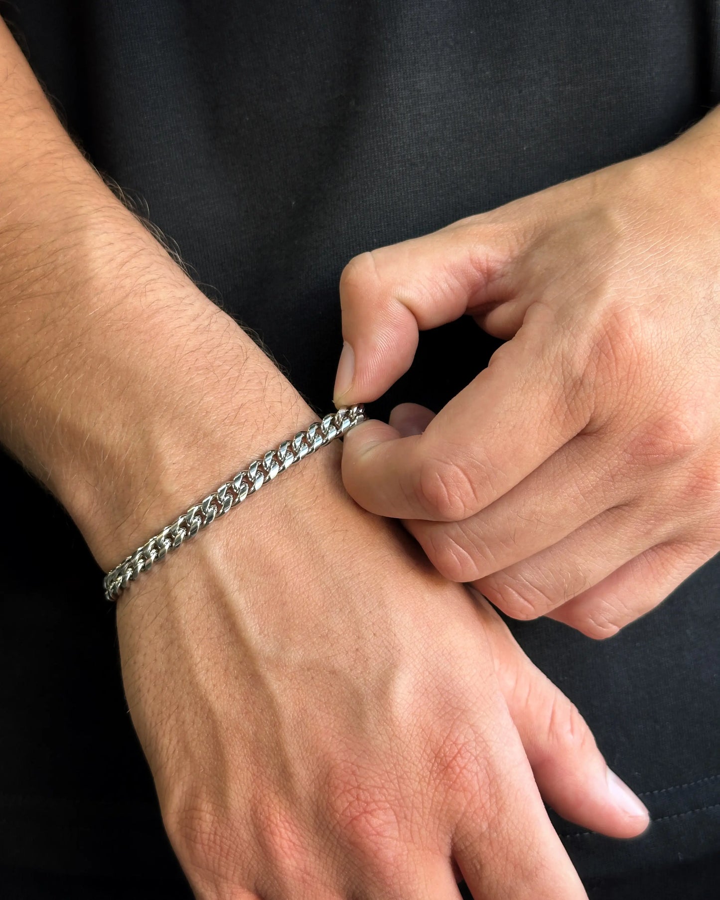 Pulsera Cubana Premium Silver 6mm para hombre OuTribe