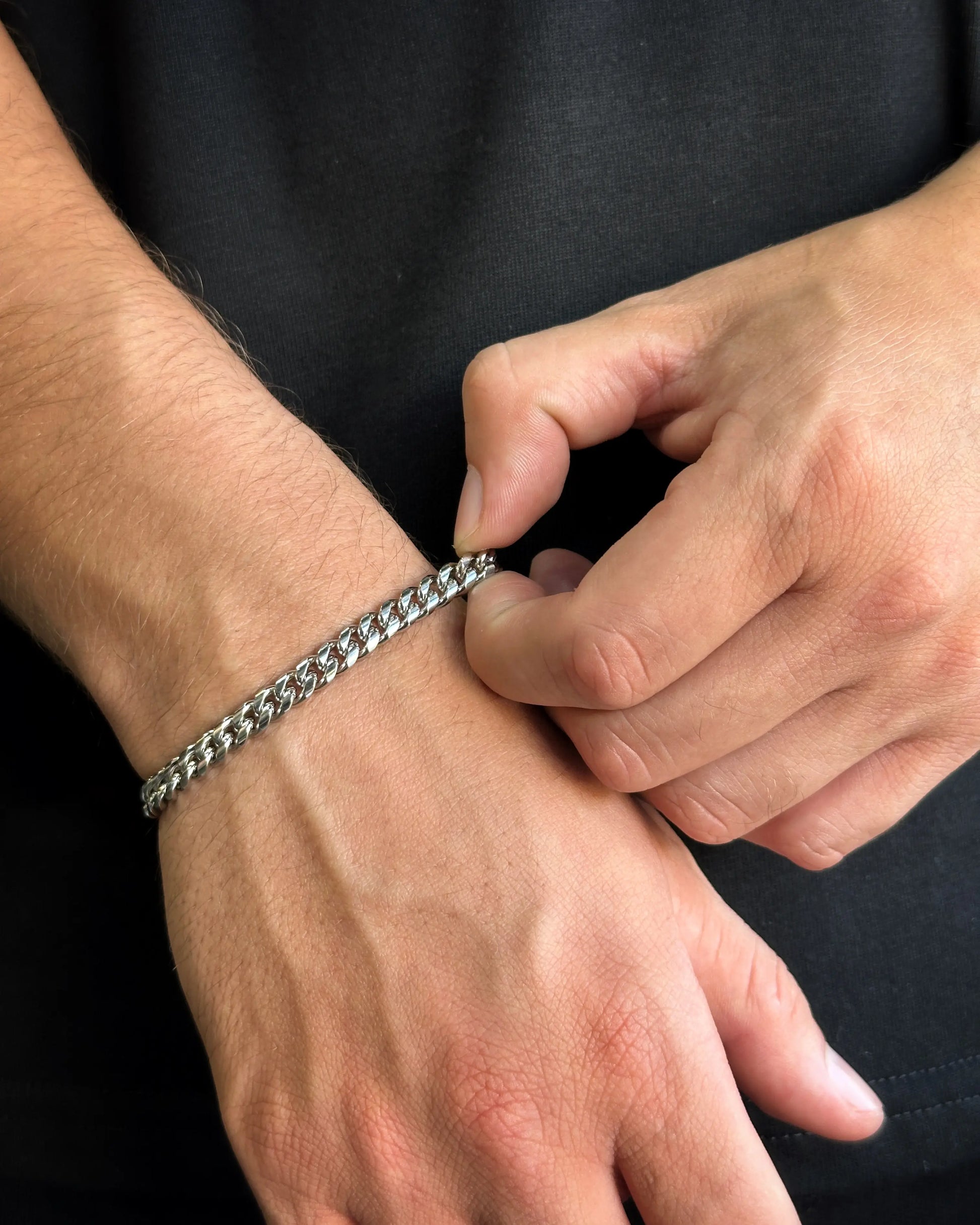 Pulsera Cubana Premium Silver 6mm para hombre OuTribe