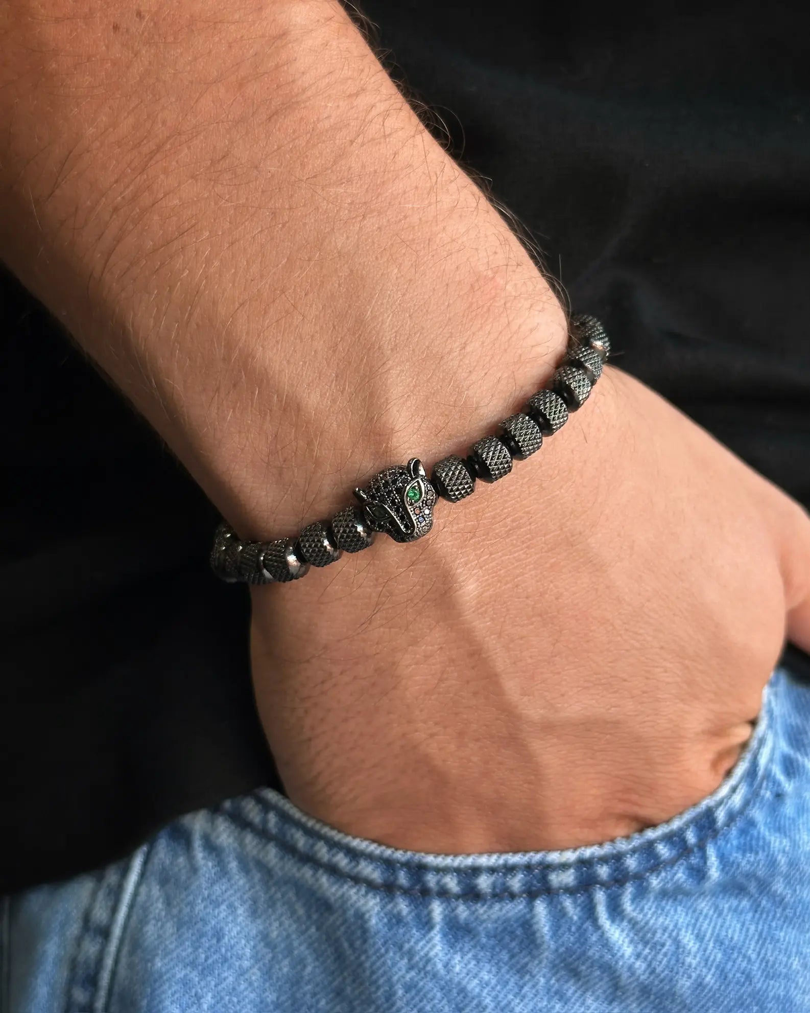 Pulsera Panther Black para hombre OuTribe