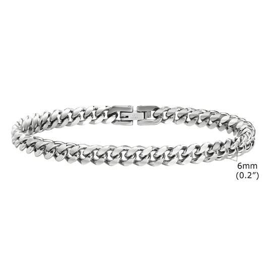 PULSERA CUBANA PREMIUM 6MM SILVER