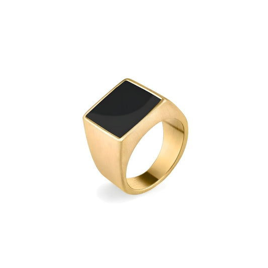 ANILLO CARRETON ONIX GOLD SS316L